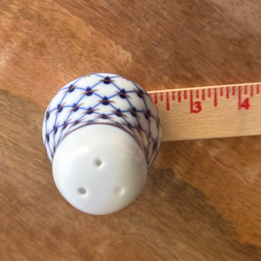 Lomonosov Cobalt Net Russian Porcelain Pepper Shaker Blue Gold Rare Replacement - Picture 7 of 7